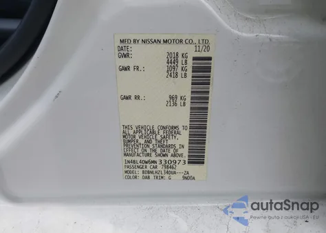 2021 Nissan Altima Sv Intelligent Awd z USA, uszkodzony, nr VIN 1N4BL4DW6MN330973